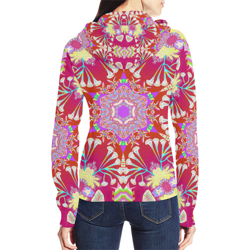 Bursts of Coral All Over Print Full Zip Hoodie for Women (Model H14)