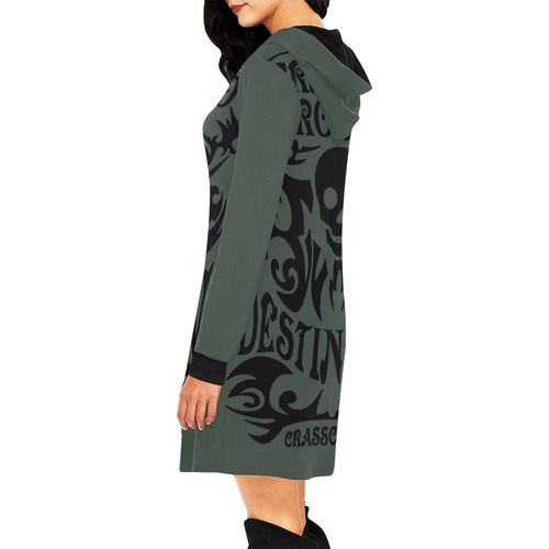 SKULL CRASSCO ROCKT II All Over Print Hoodie Mini Dress (Model H27)