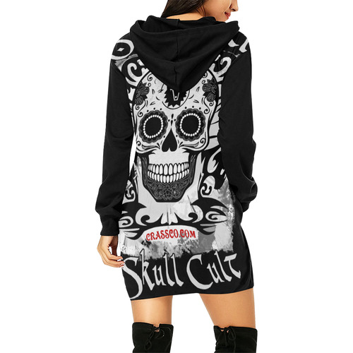 ORIGINAL SKULL CULT II All Over Print Hoodie Mini Dress (Model H27)