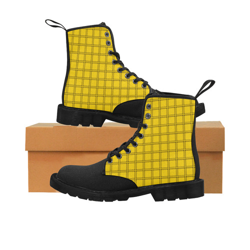 Plaid in yellow and plack VAS2 Martin Boots for Women (Black) (Model 1203H)