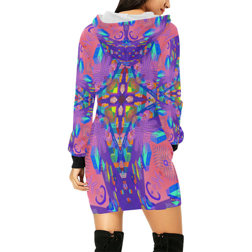 Majenta cross All Over Print Hoodie Mini Dress (Model H27)