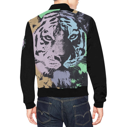 TIGER MULTICOLOR All Over Print Bomber Jacket for Men (Model H19)