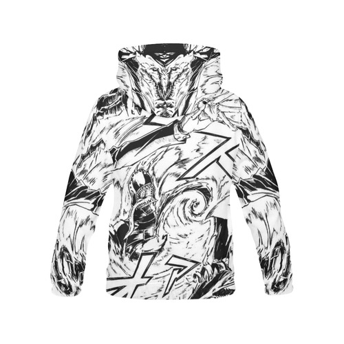 Demon Manga Comic Nuetral All Over Print Hoodie for Men/Large Size (USA Size) (Model H13)