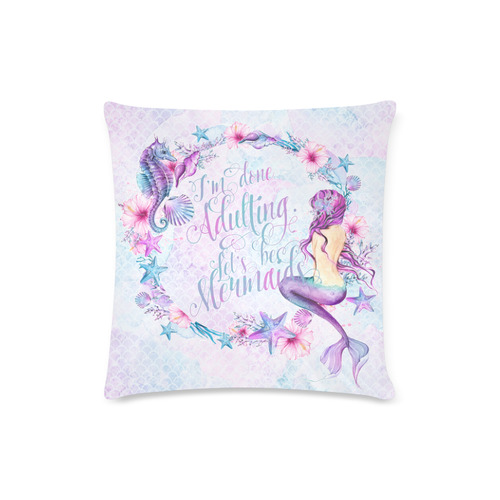 Mermaid Cushion Custom Zippered Pillow Case 16"x16"(Twin Sides)