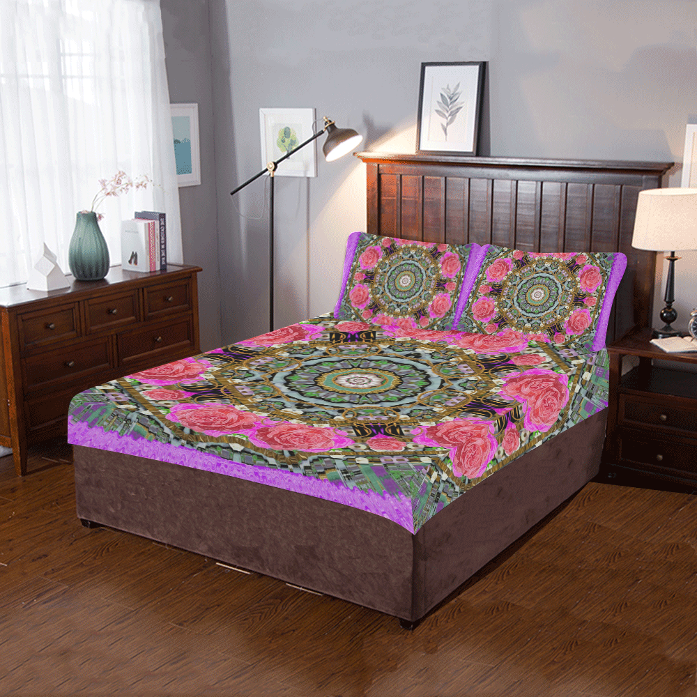 roses in a color cascade of freedom and peace 3-Piece Bedding Set