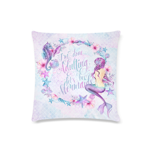 Mermaid Cushion Custom Zippered Pillow Case 16"x16"(Twin Sides)