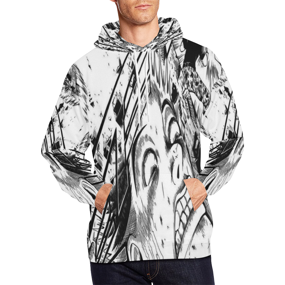 Mind Blown Manga All Over Print Hoodie for Men/Large Size (USA Size) (Model H13)