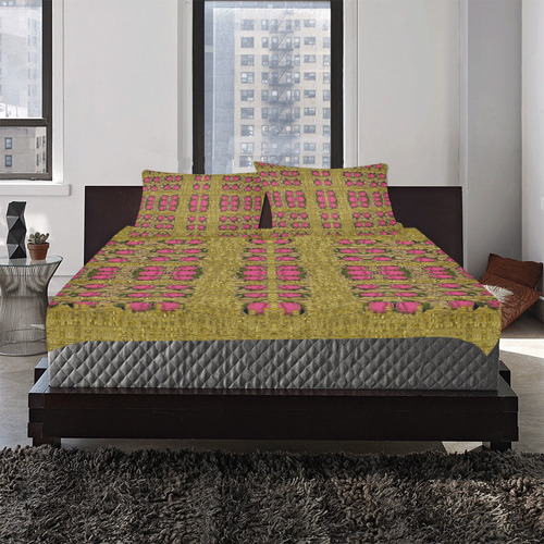 Bloom in gold shine and you shall be strong 3-Piece Bedding Set