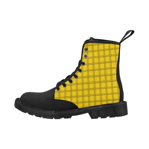 Plaid in yellow and plack VAS2 Martin Boots for Women (Black) (Model 1203H)