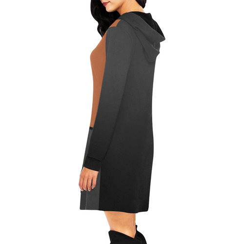 Black gradient & Brown VAS2 All Over Print Hoodie Mini Dress (Model H27)