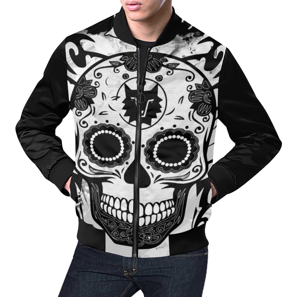 SKULL CULT II All Over Print Bomber Jacket for Men (Model H19)