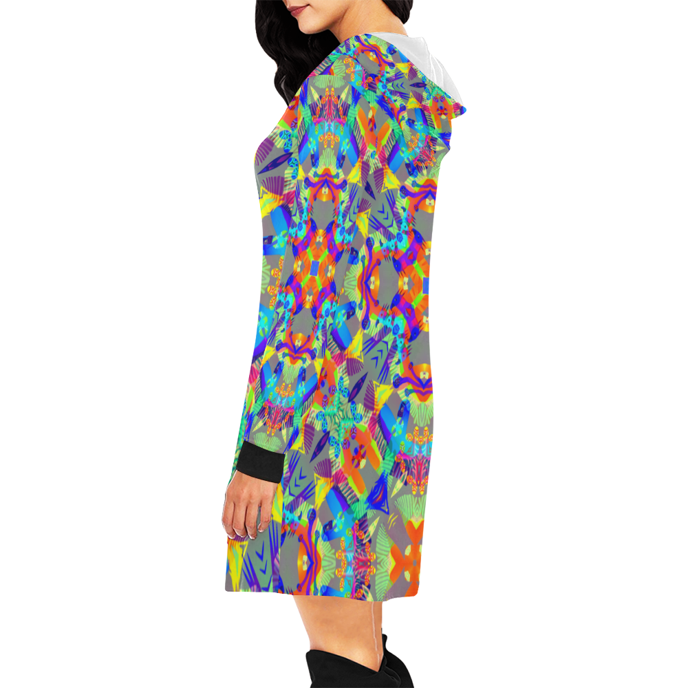 Geometric Hoodie All Over Print Hoodie Mini Dress (Model H27)