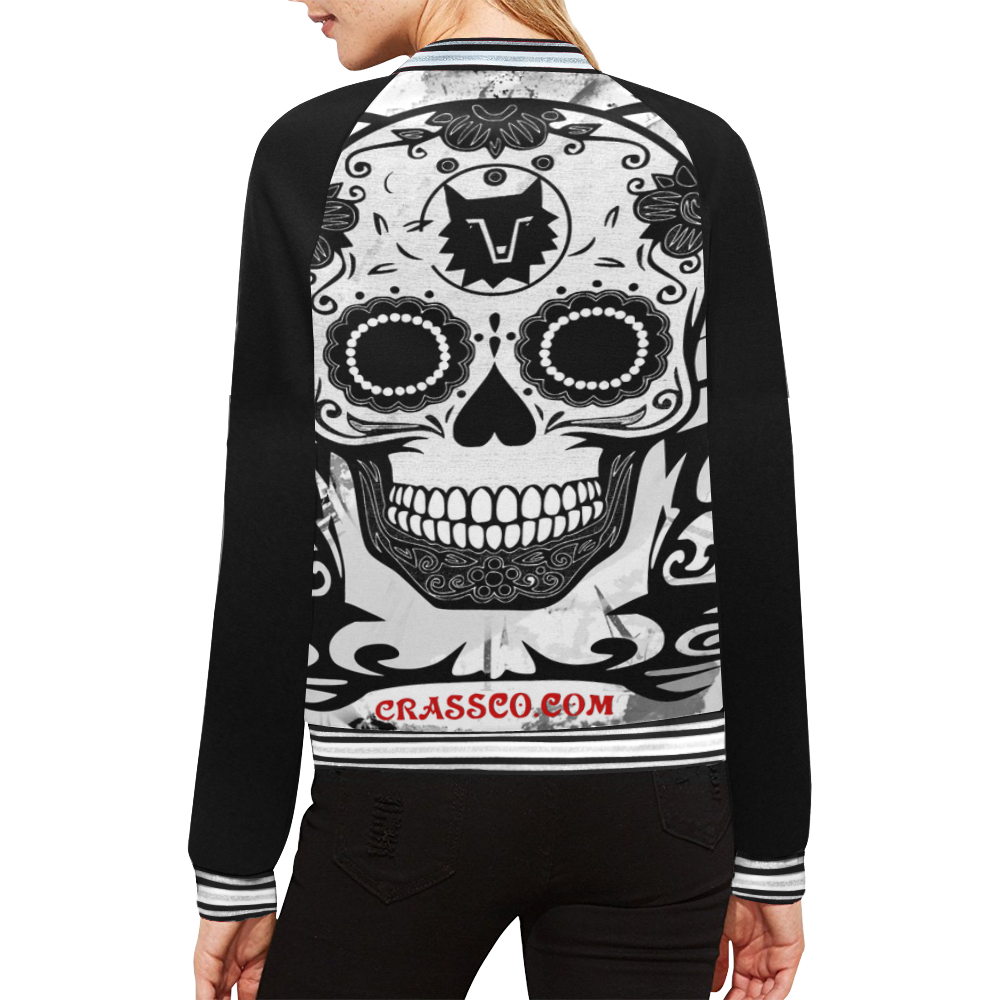 ORIGINAL SKULL CULT All Over Print Bomber Jacket for Women (Model H21)