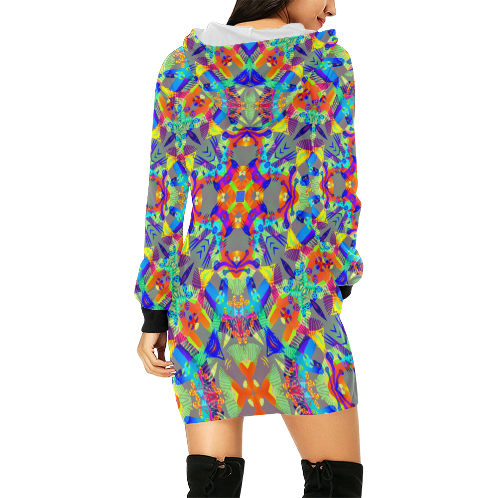 Geometric Hoodie All Over Print Hoodie Mini Dress (Model H27)