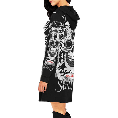 ORIGINAL SKULL CULT All Over Print Hoodie Mini Dress (Model H27)