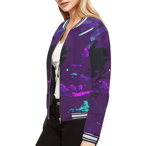 Japanese Dream Bridge Popped Photograph All Over Print Bomber Jacket for Women (Model H21)