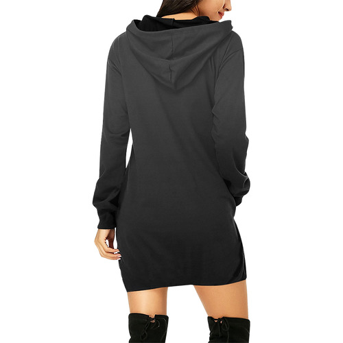 Black gradient & Brown VAS2 All Over Print Hoodie Mini Dress (Model H27)
