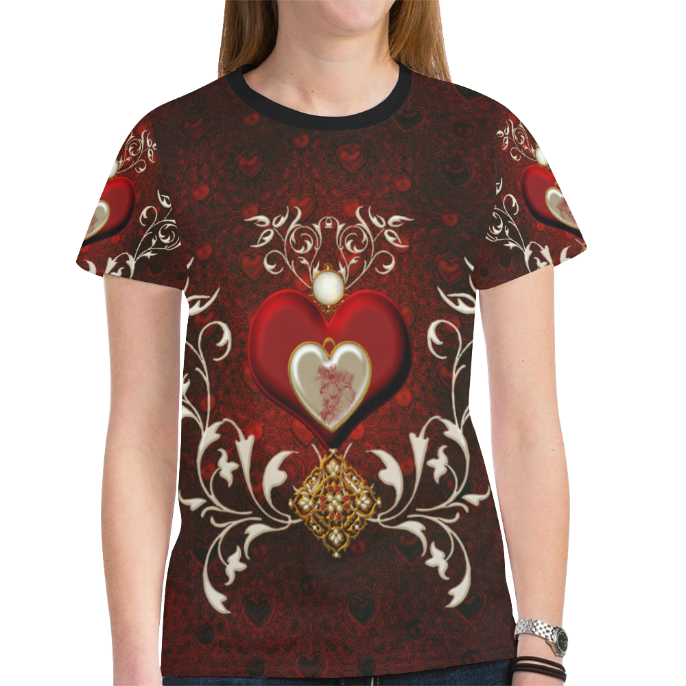 Valentine's day, wonderful hearts New All Over Print T-shirt for Women (Model T45)