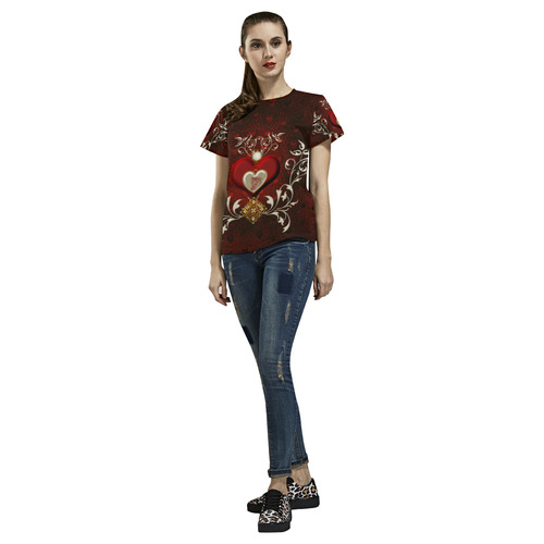 Valentine's day, wonderful hearts All Over Print T-Shirt for Women (USA Size) (Model T40)