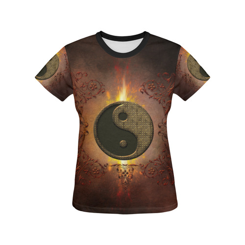The sign ying and yang All Over Print T-shirt for Women/Large Size (USA Size) (Model T40)