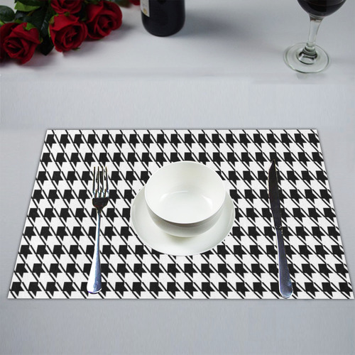 Black White Houndstooth Placemat 14’’ x 19’’ (Set of 2)