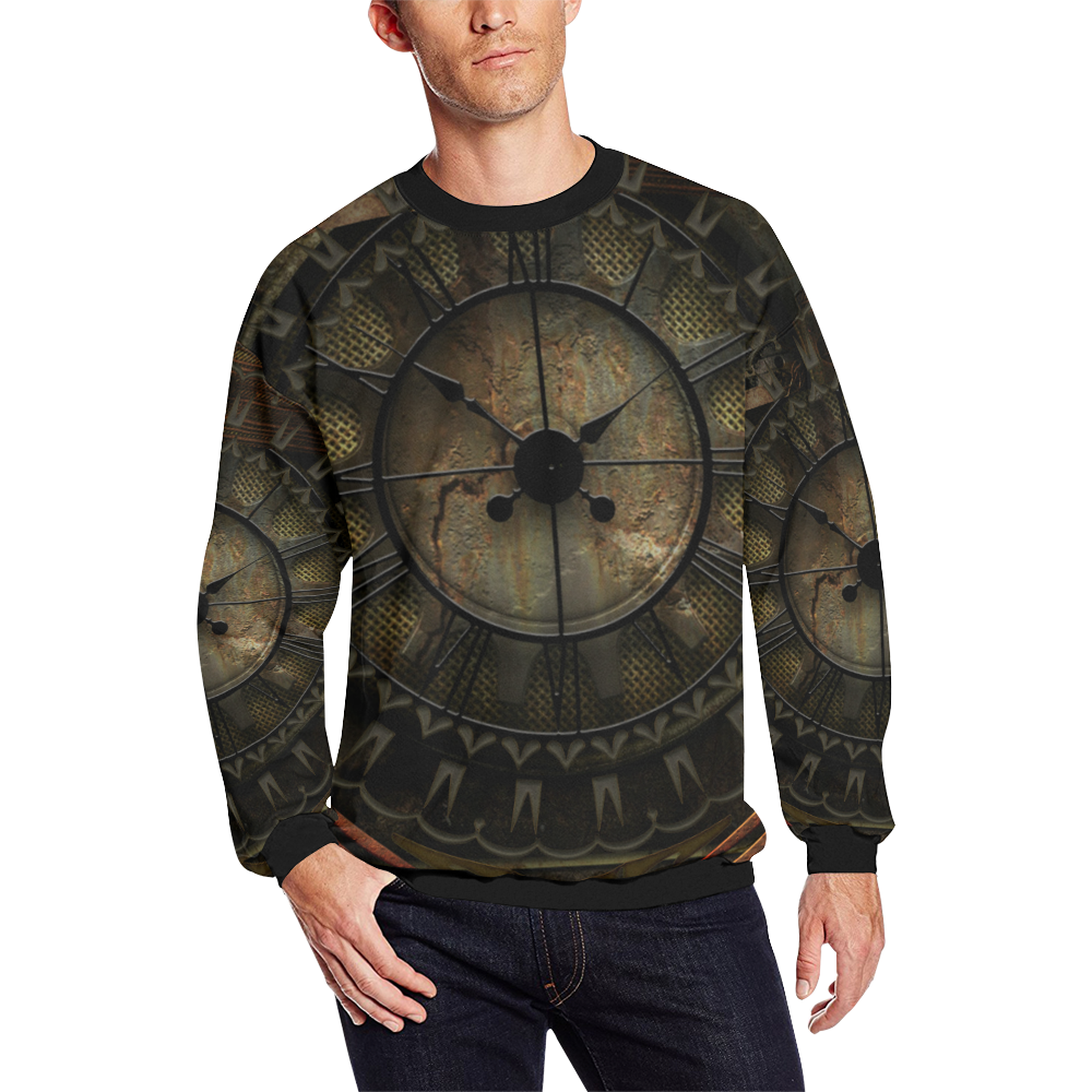 Steampunk, clockswork Men's Oversized Fleece Crew Sweatshirt/Large Size(Model H18)