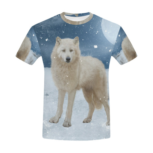 Awesome arctic wolf All Over Print T-Shirt for Men (USA Size) (Model T40)