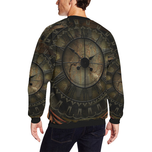Steampunk, clockswork Men's Oversized Fleece Crew Sweatshirt/Large Size(Model H18)