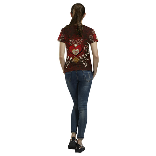 Valentine's day, wonderful hearts All Over Print T-Shirt for Women (USA Size) (Model T40)