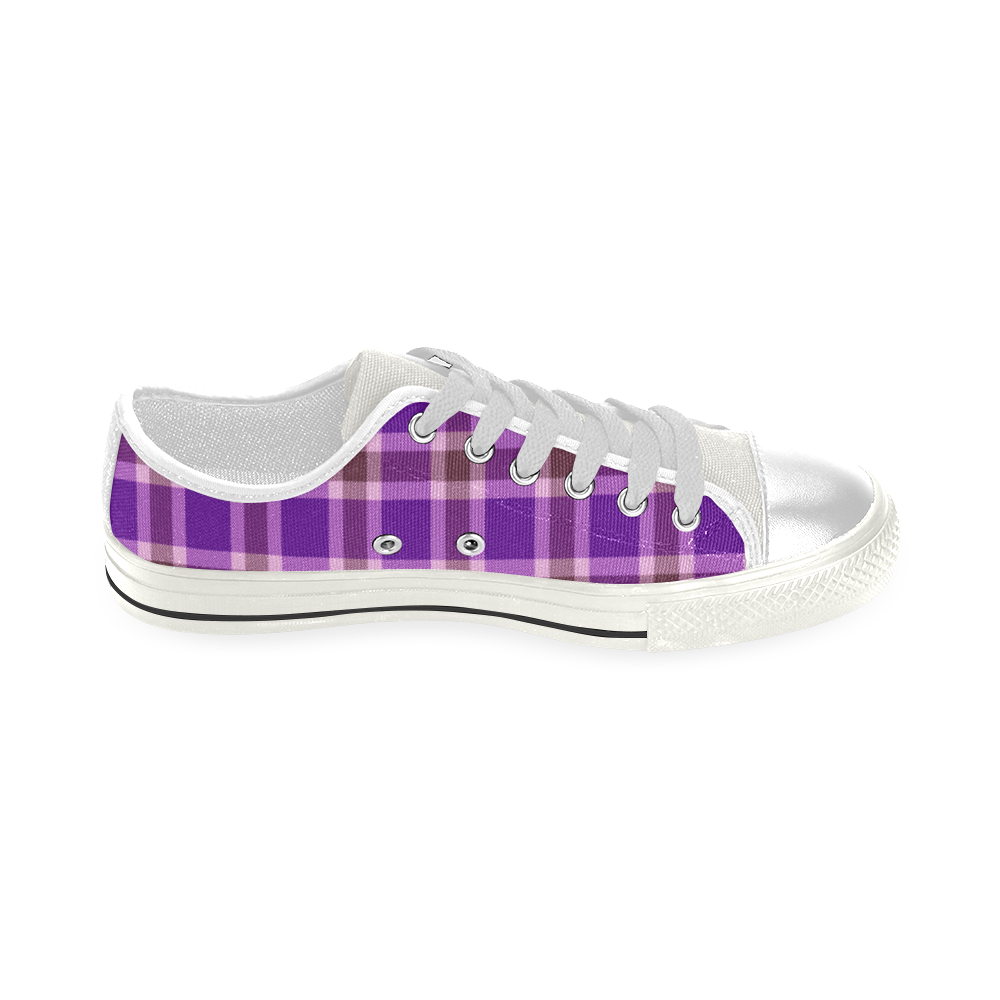Purple Burgundy White Plaid Men's Classic Canvas Shoes (Model 018)