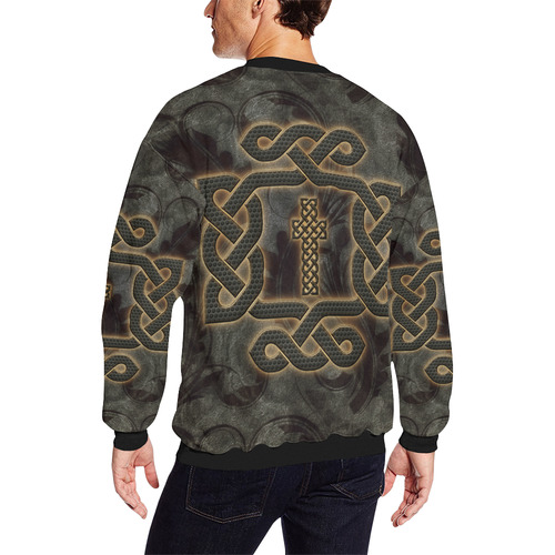 The celtic knot, rusty metal Men's Oversized Fleece Crew Sweatshirt/Large Size(Model H18)