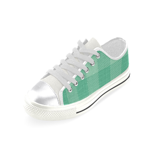 Mint Green Plaid Women's Classic Canvas Shoes (Model 018)