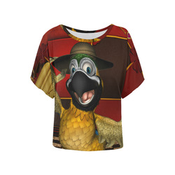 Gathering Yellow Black Women's Batwing-Sleeved Blouse T shirt
