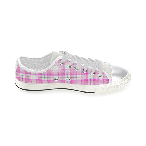 Pink Plaid Canvas Women's Shoes/Large Size (Model 018)