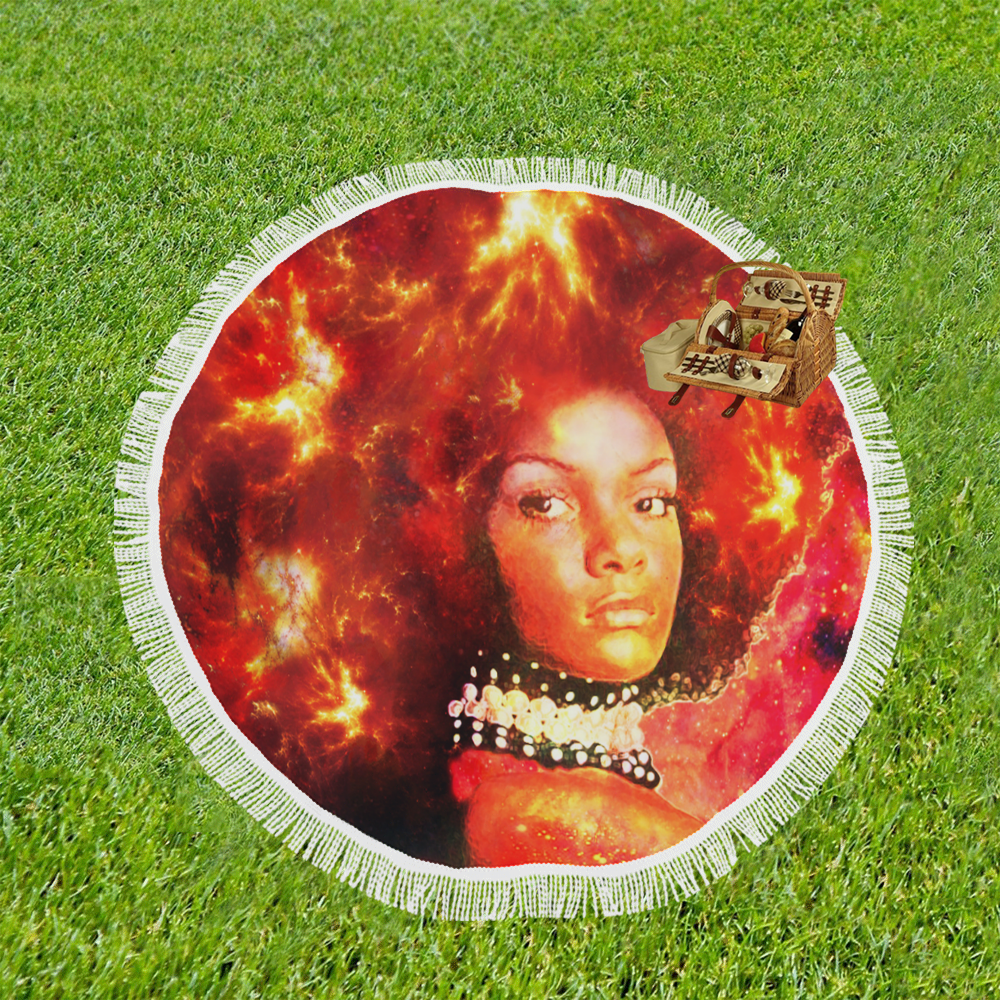 This Girl is On Fire Circular Beach Shawl 59"x 59"