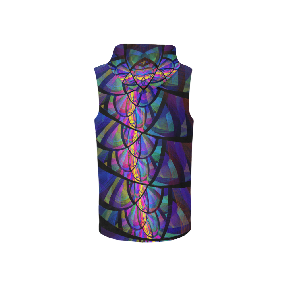 Stained Glass All Over Print Sleeveless Zip Up Hoodie for Women (Model H16)