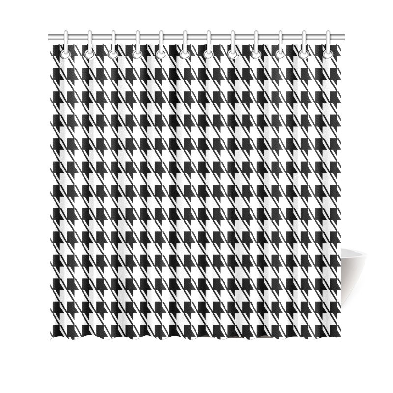 Black White Houndstooth Shower Curtain 69"x70"