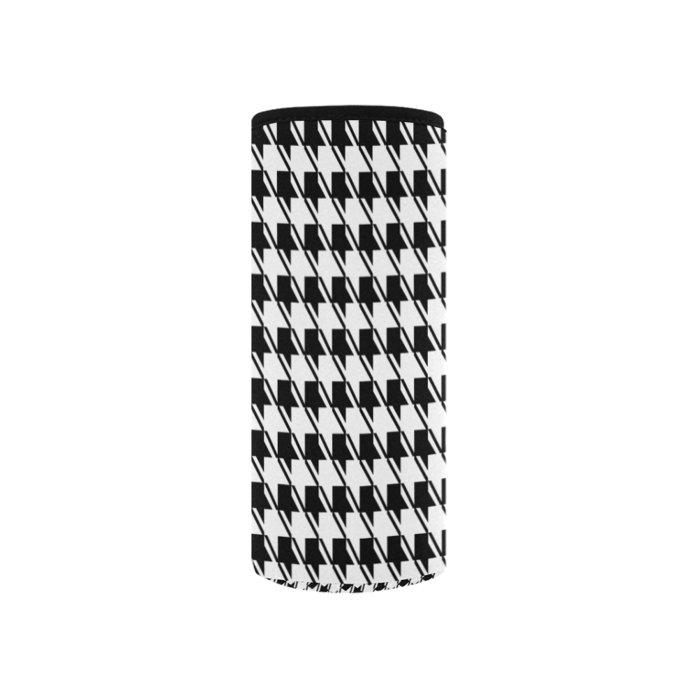 Black White Houndstooth Neoprene Water Bottle Pouch/Small