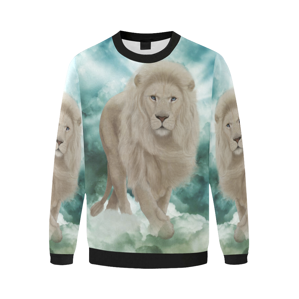 The white lion in the universe Men's Oversized Fleece Crew Sweatshirt/Large Size(Model H18)