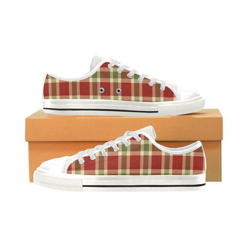 Red And Green Plaid Men's Classic Canvas Shoes (Model 018)