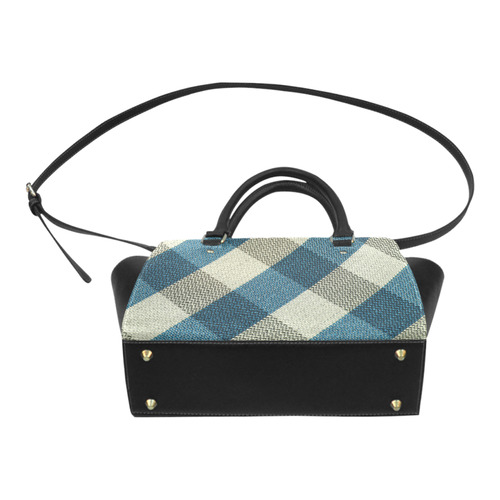 Turquoise Grey Plaid Classic Shoulder Handbag (Model 1653)