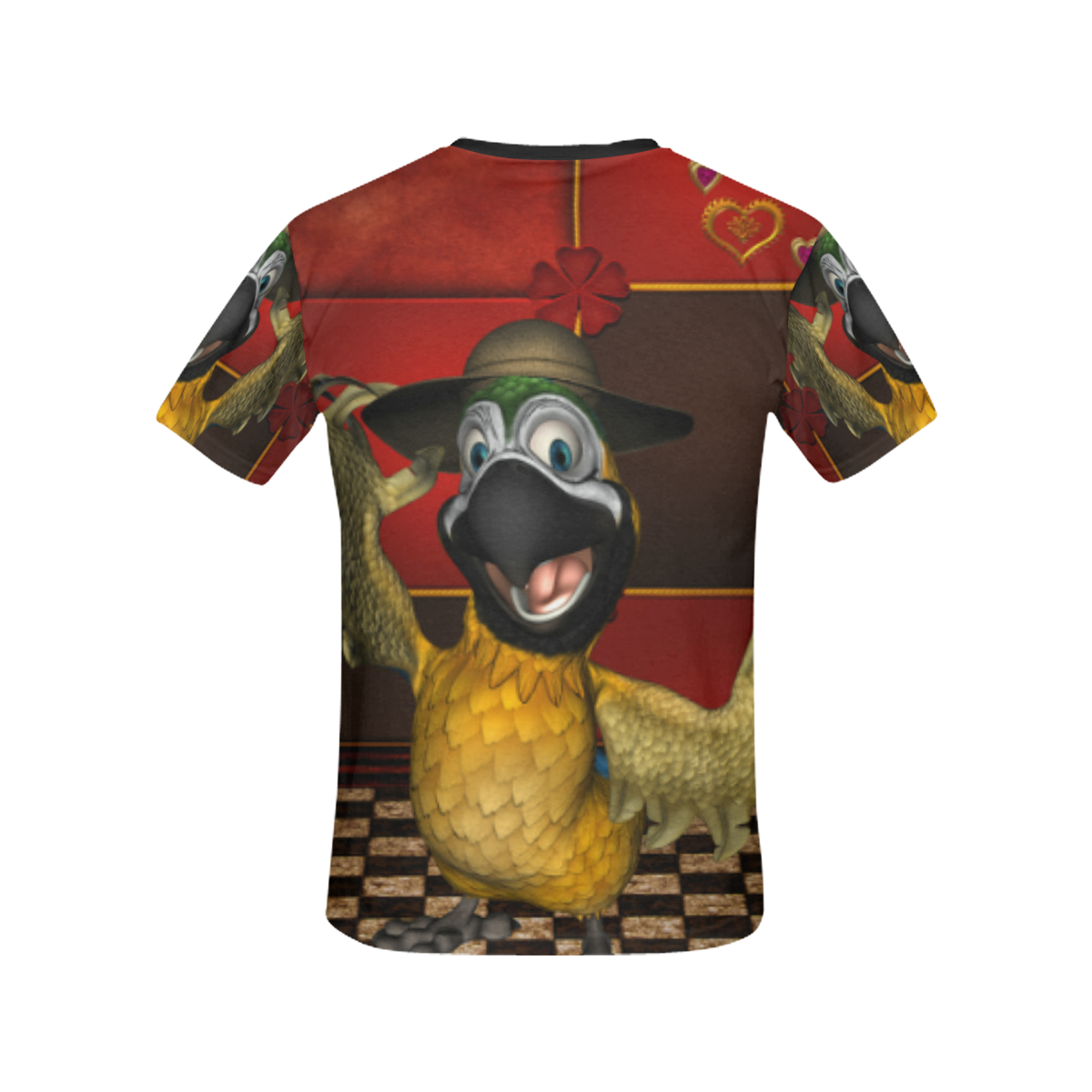 Funny parrot with summer hat All Over Print T-shirt for Women/Large Size (USA Size) (Model T40)
