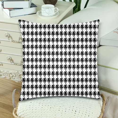 Black White Houndstooth Custom Zippered Pillow Cases 18"x 18" (Twin Sides) (Set of 2)