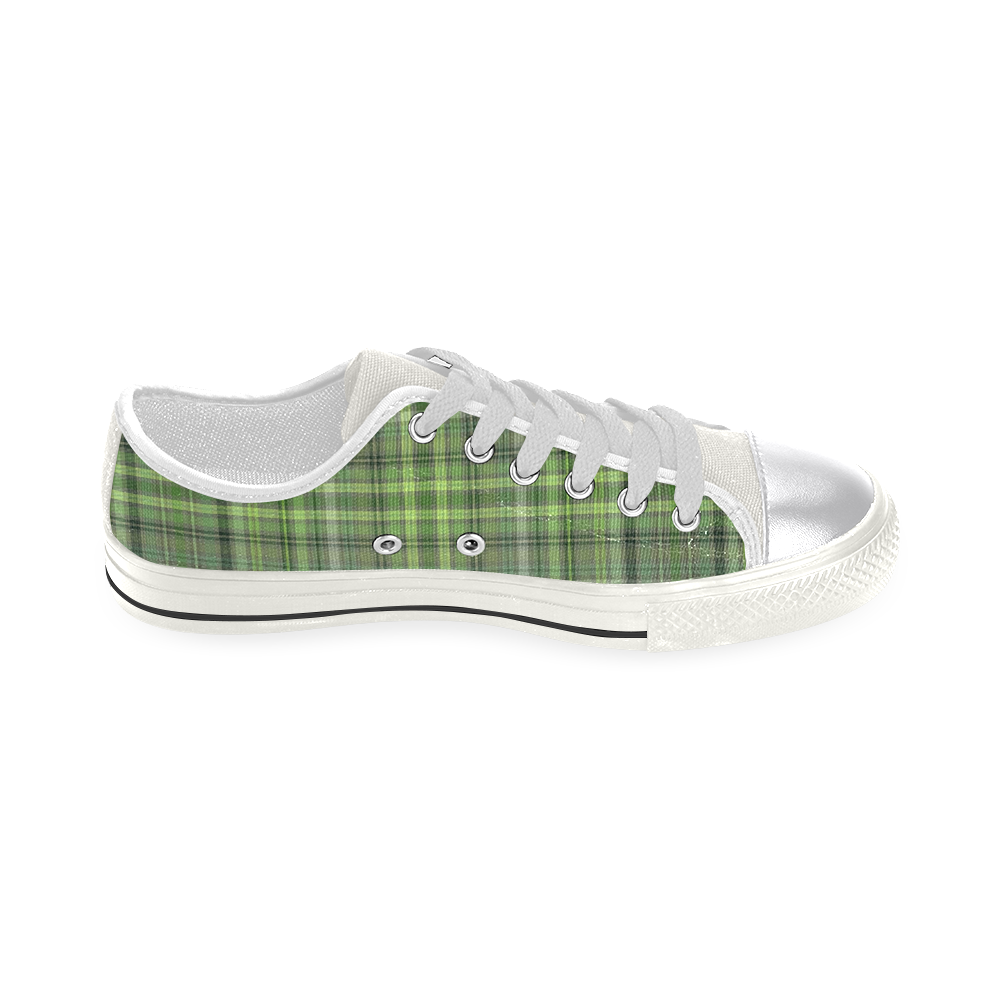 Shades of Green Plaid Canvas Women's Shoes/Large Size (Model 018)