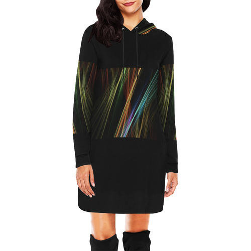 Fractal Abstract PULL OVER All Over Print Hoodie Mini Dress (Model H27)