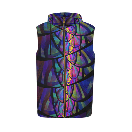 Stained Glass All Over Print Sleeveless Zip Up Hoodie for Men (Model H16)