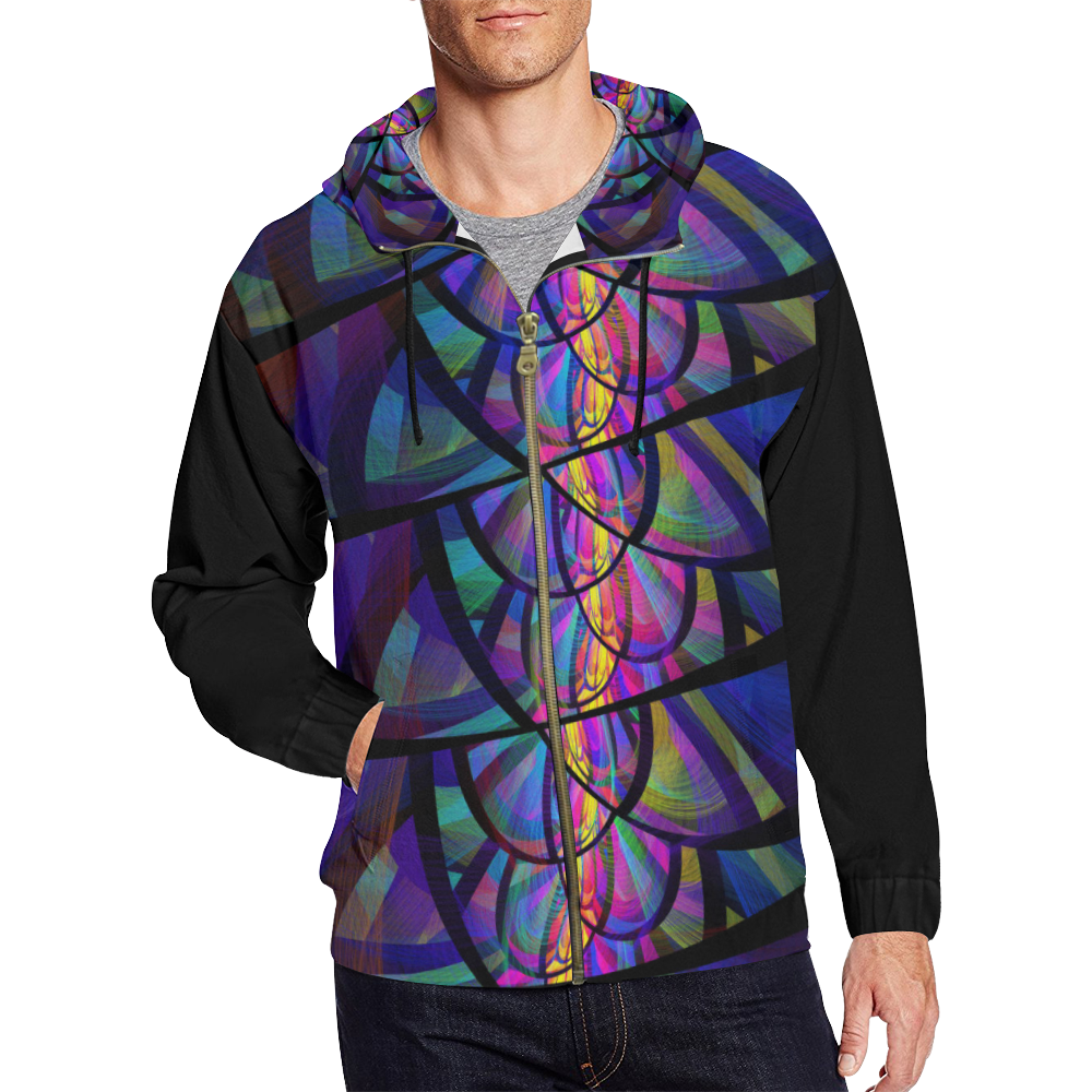 Stained Glass All Over Print Full Zip Hoodie for Men (Model H14)