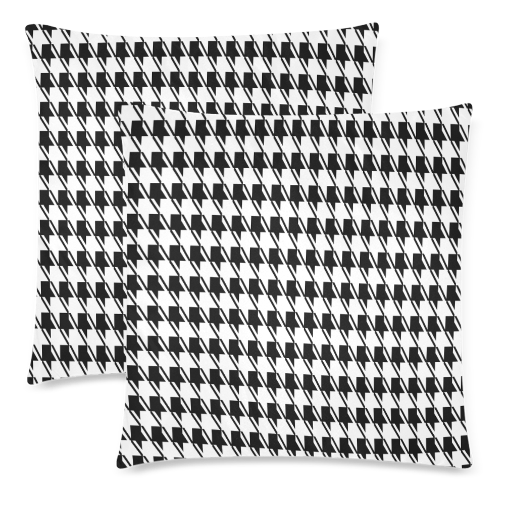 Black White Houndstooth Custom Zippered Pillow Cases 18"x 18" (Twin Sides) (Set of 2)