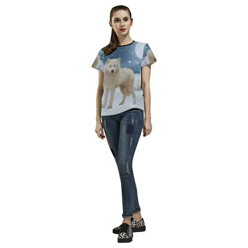 Awesome arctic wolf All Over Print T-shirt for Women/Large Size (USA Size) (Model T40)
