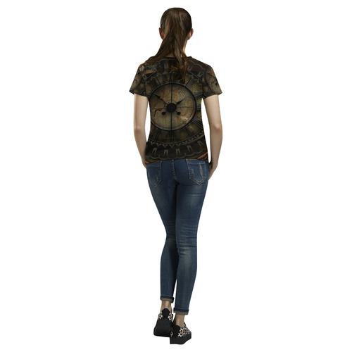 Steampunk, clockswork All Over Print T-shirt for Women/Large Size (USA Size) (Model T40)